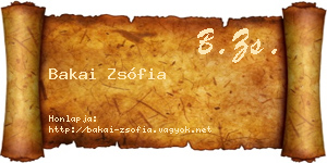 Bakai Zsófia névjegykártya